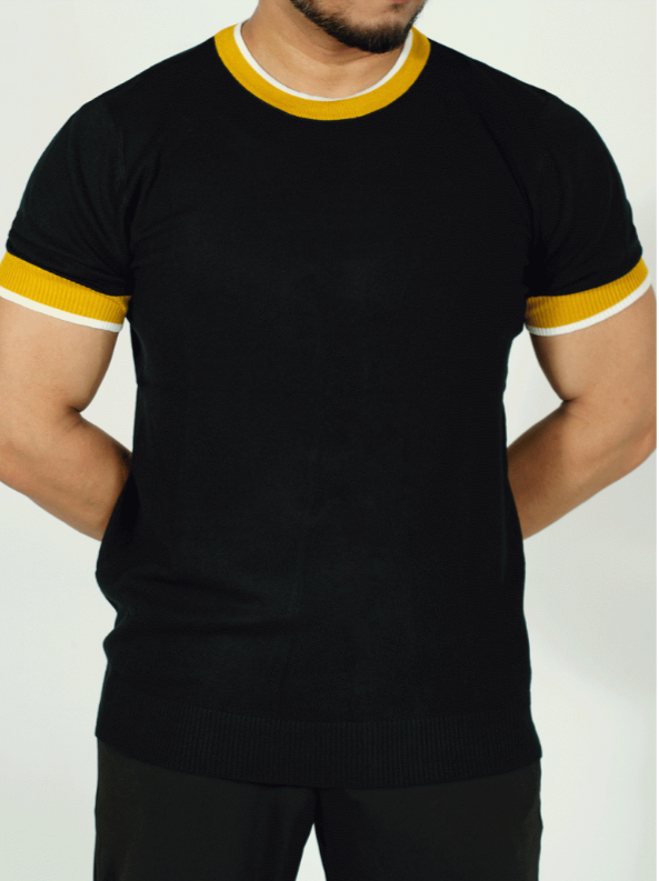 Short Sleeve Black Knit T-shirt