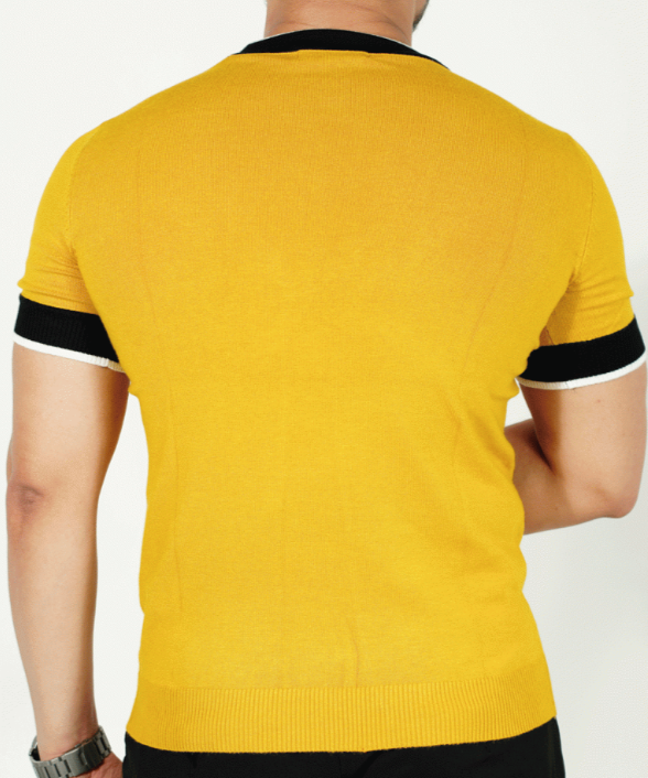 Short Sleeve Yellow Knit T-shirt
