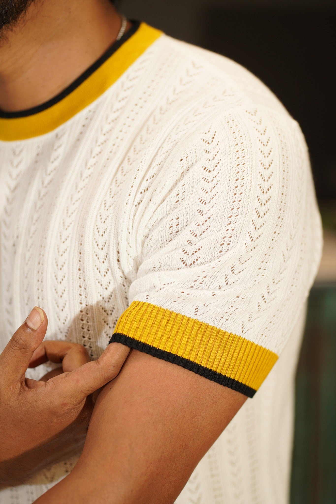 Cable Knit White T-shirt