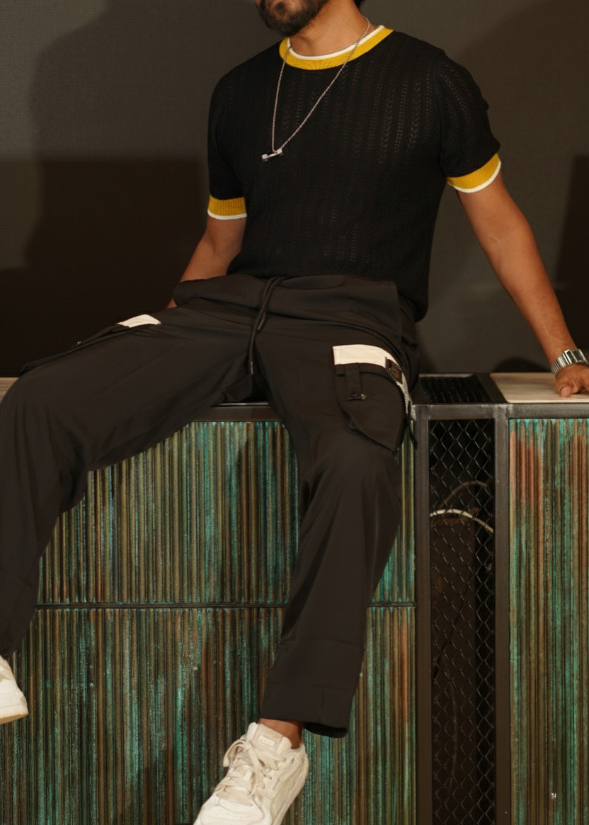 Cable Knit Black T-shirt