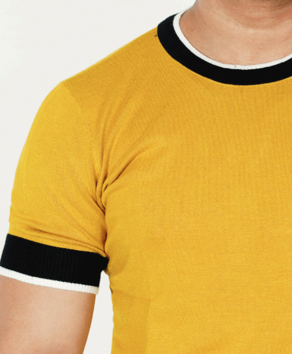 Short Sleeve Yellow Knit T-shirt