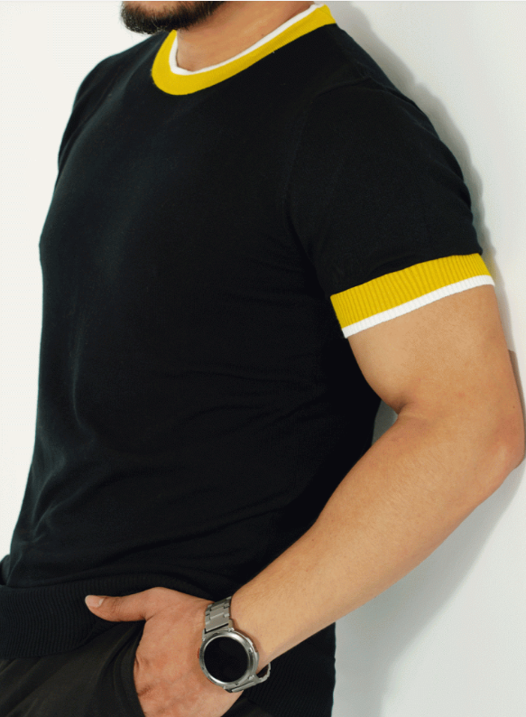 Short Sleeve Black Knit T-shirt