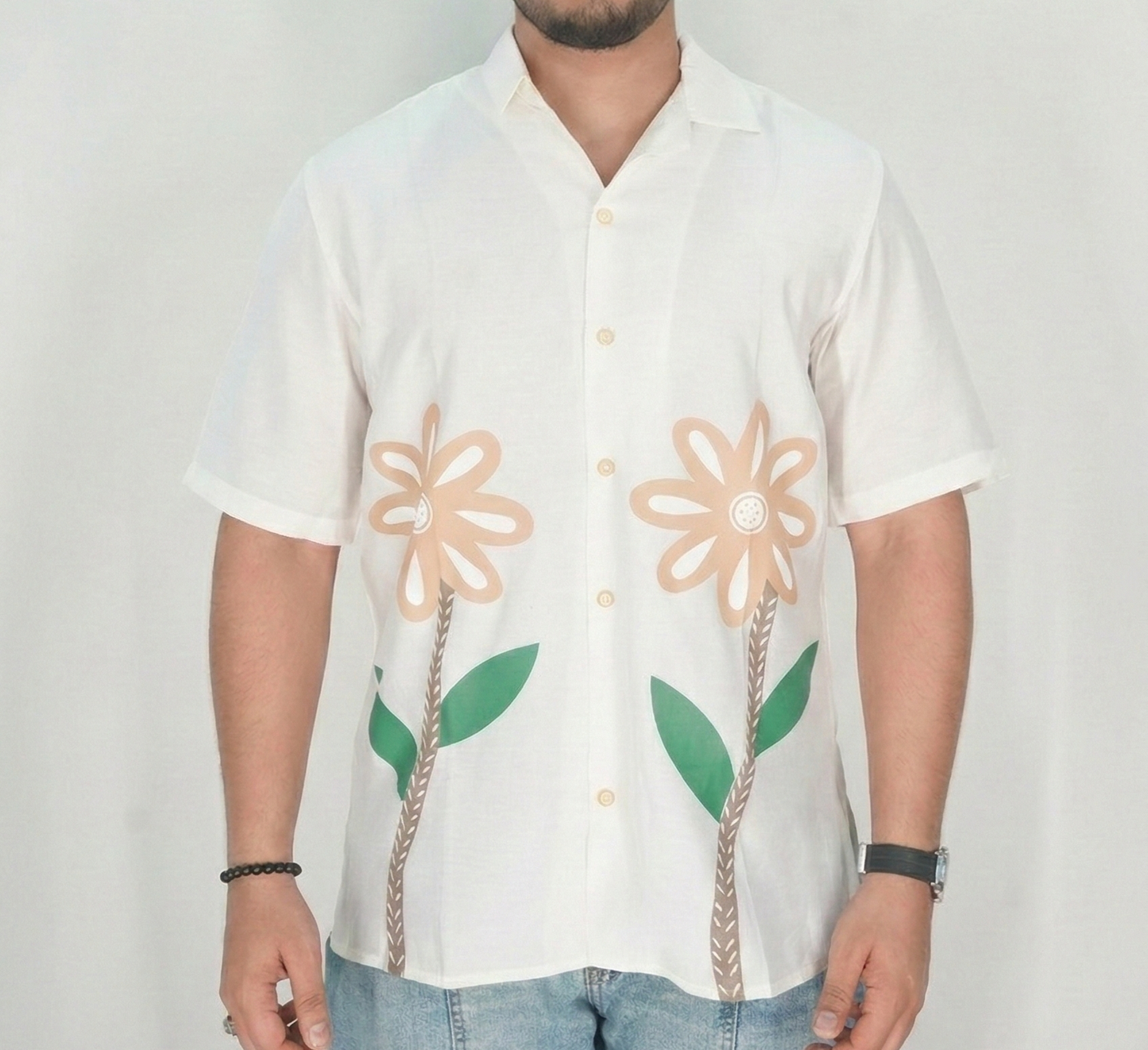 Cuban Floral Off White Shirt
