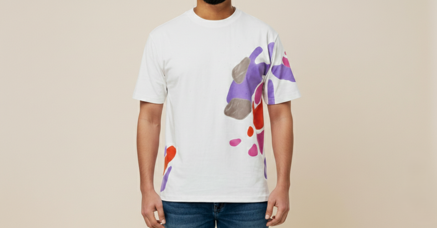 Abstract Graphic White T-Shirt