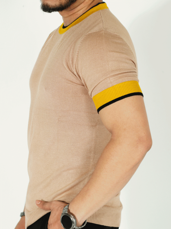 Short Sleeve Brown Knit T-shirt