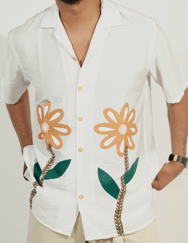 Cuban Floral White Shirt