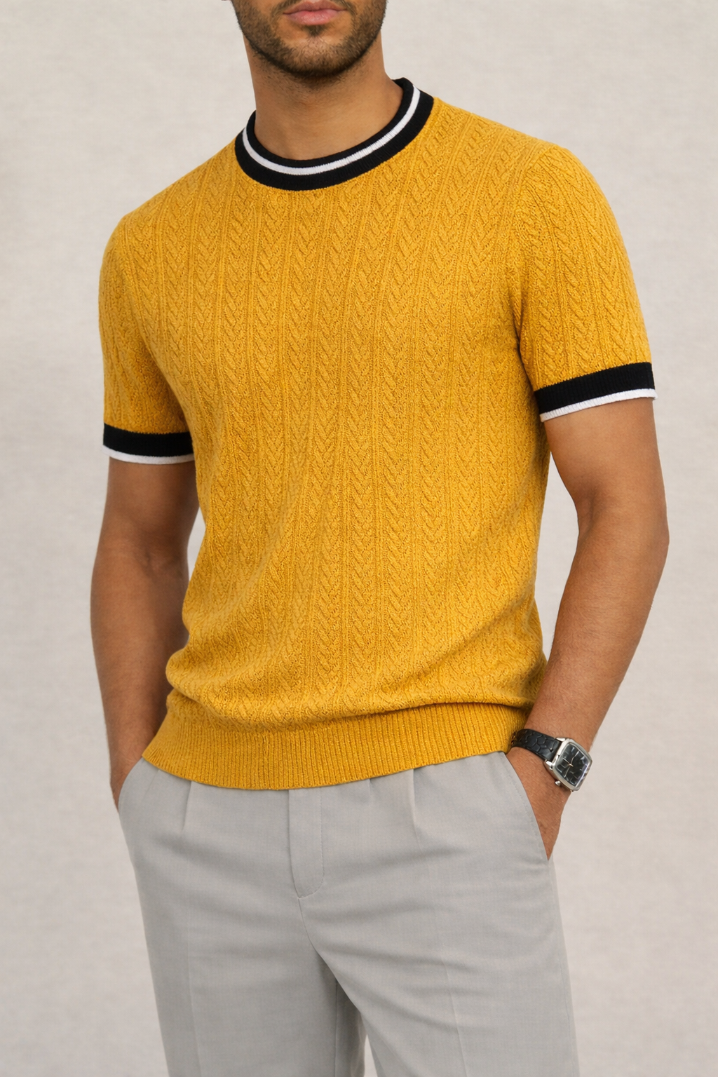 Cable Knit Yellow T-shirt