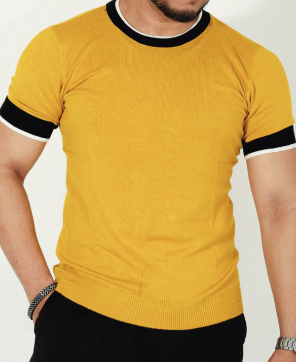Short Sleeve Yellow Knit T-shirt