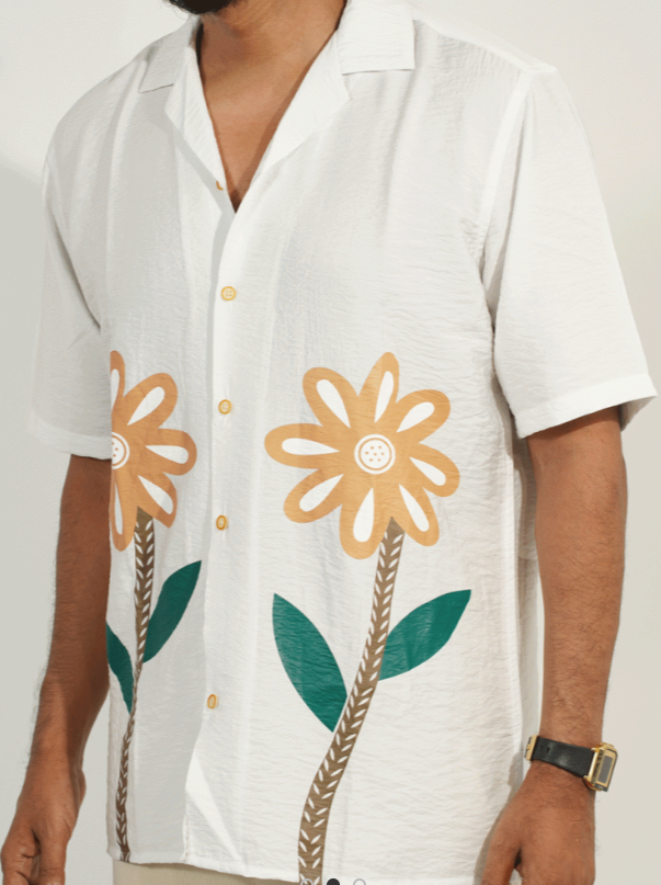 Cuban Floral White Shirt