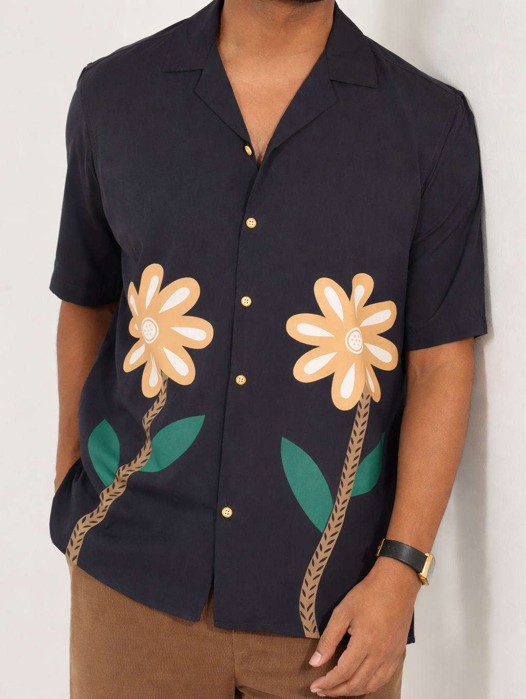 Cuban Floral Dark Grey Shirt