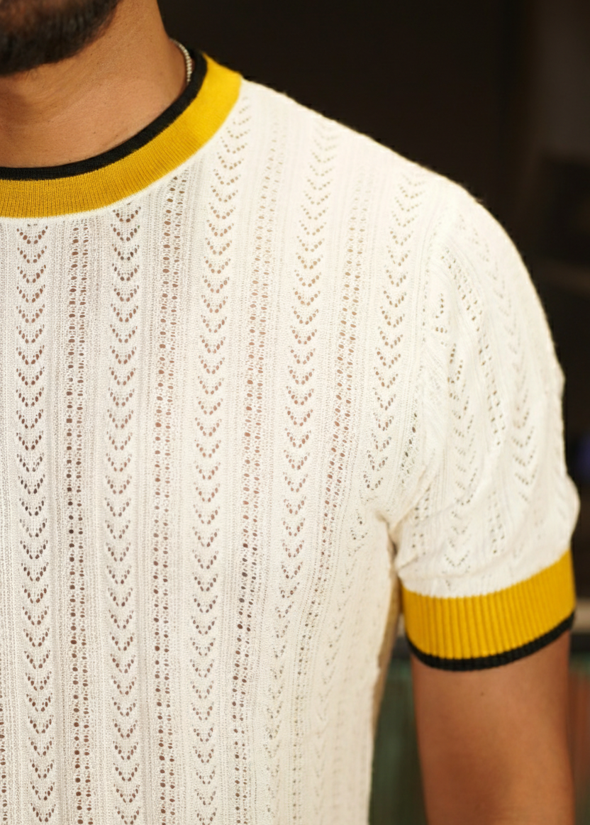 Cable Knit White T-shirt