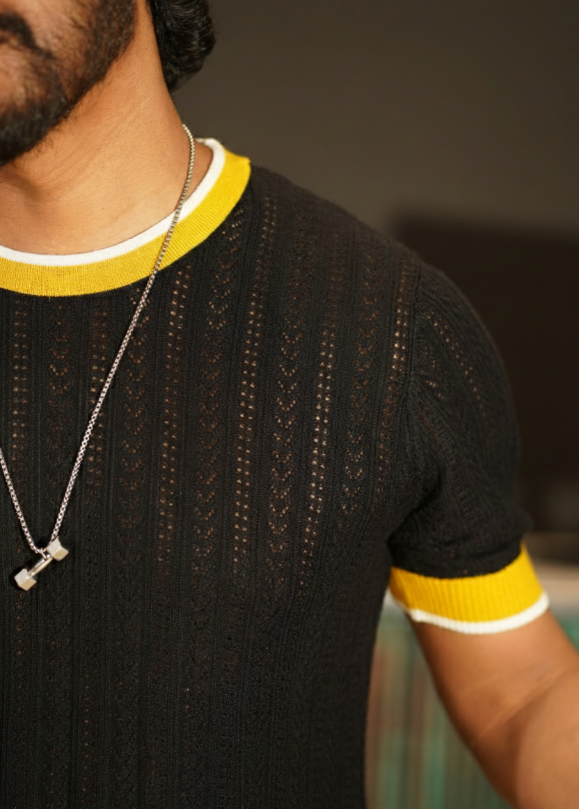 Cable Knit Black T-shirt