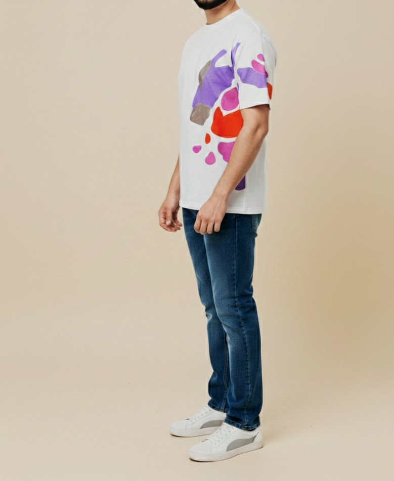 Abstract Graphic White T-Shirt
