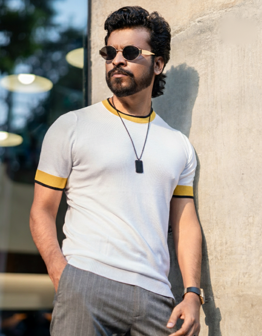 Short Sleeve White Knit T-shirt