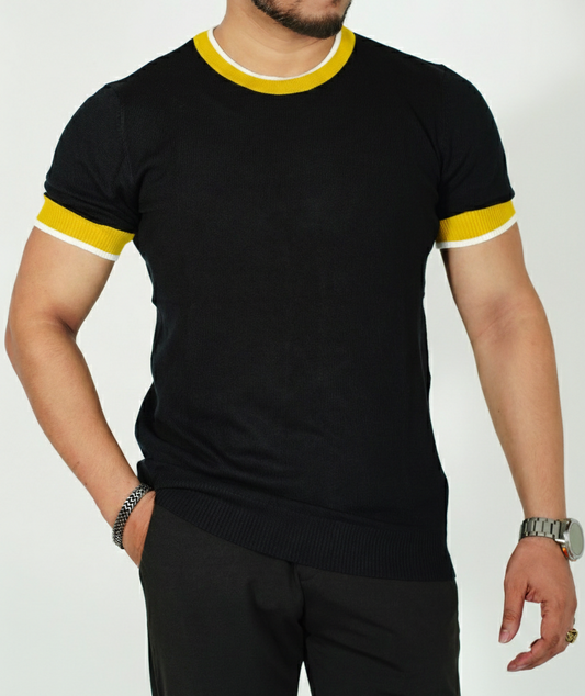 Short Sleeve Black Knit T-shirt