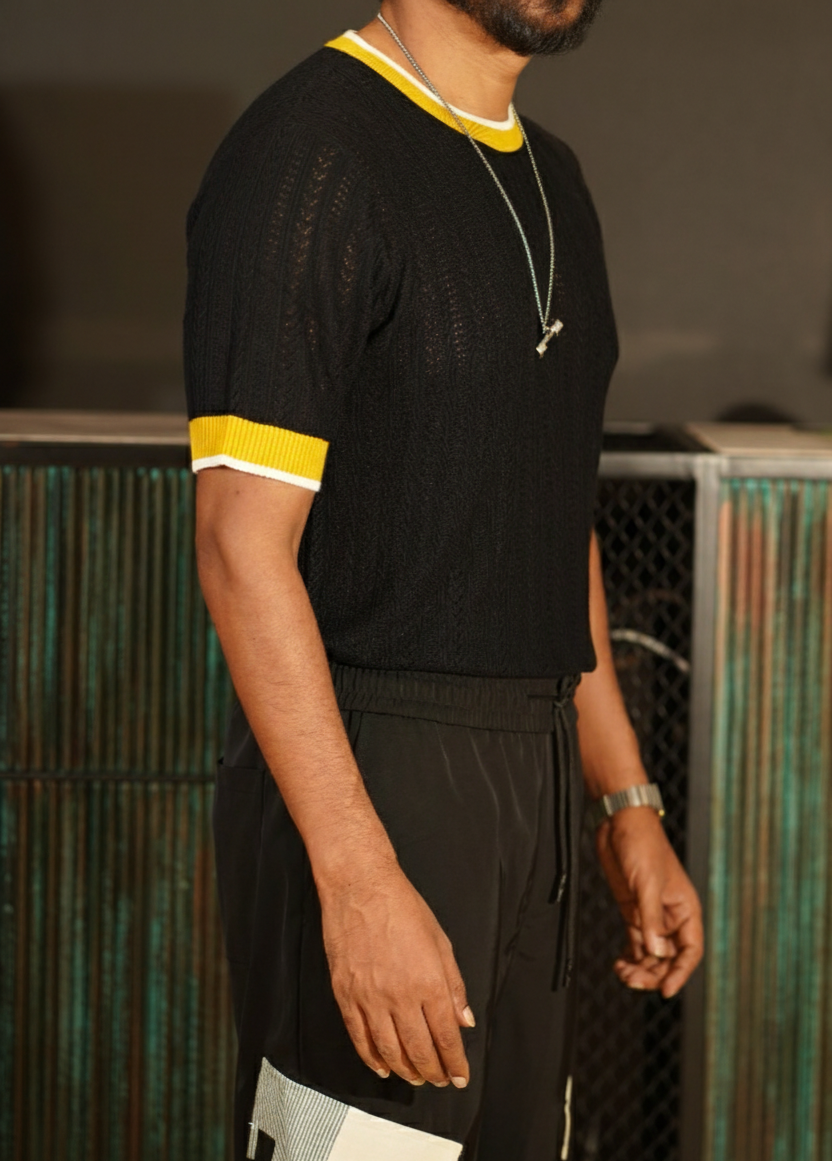 Cable Knit Black T-shirt