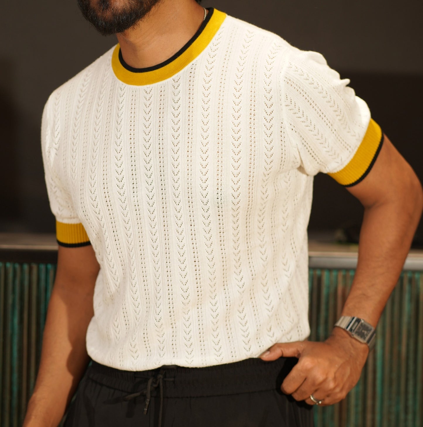 Cable Knit White T-shirt