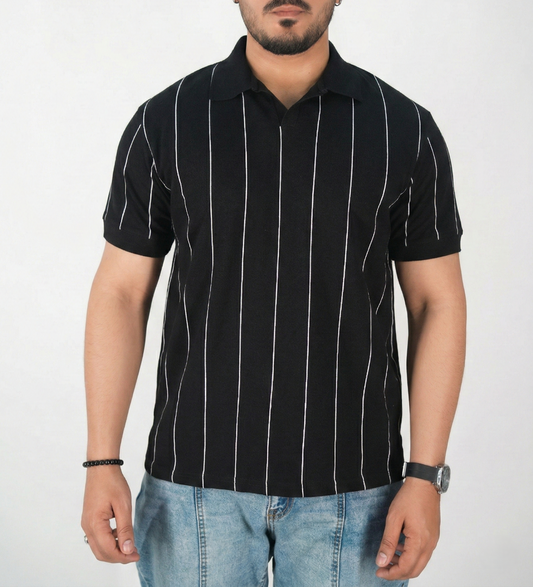Striped Black Polo Shirt
