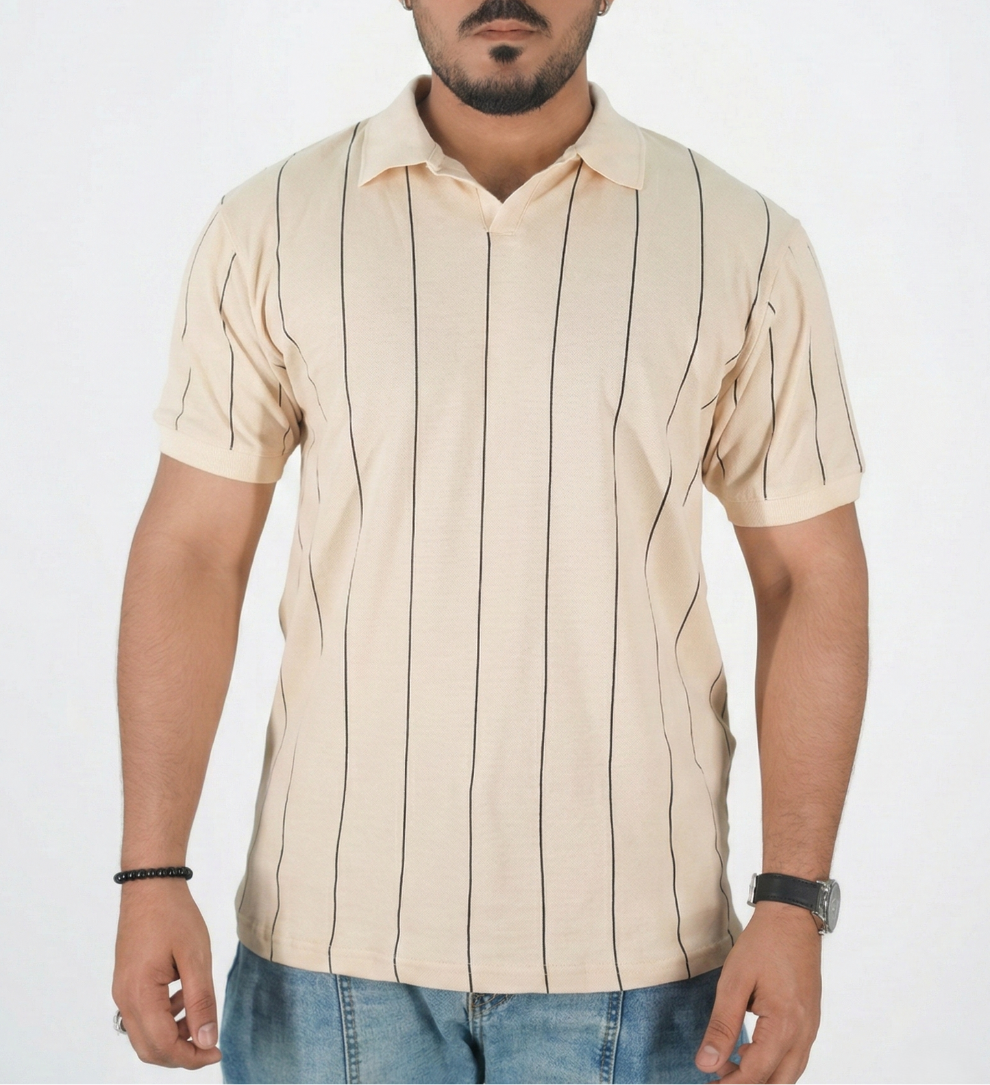 Striped Off White Polo Shirt