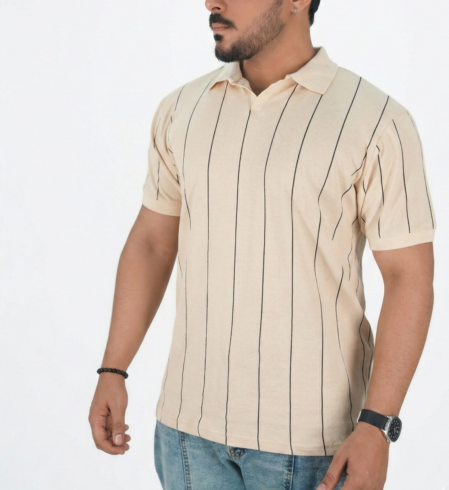 Striped Off White Polo Shirt