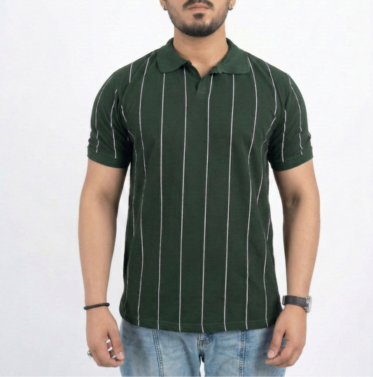 Striped Green Polo Shirt