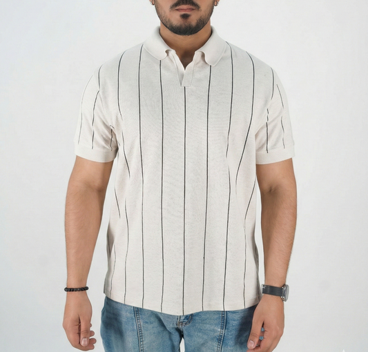 Striped White Polo Shirt